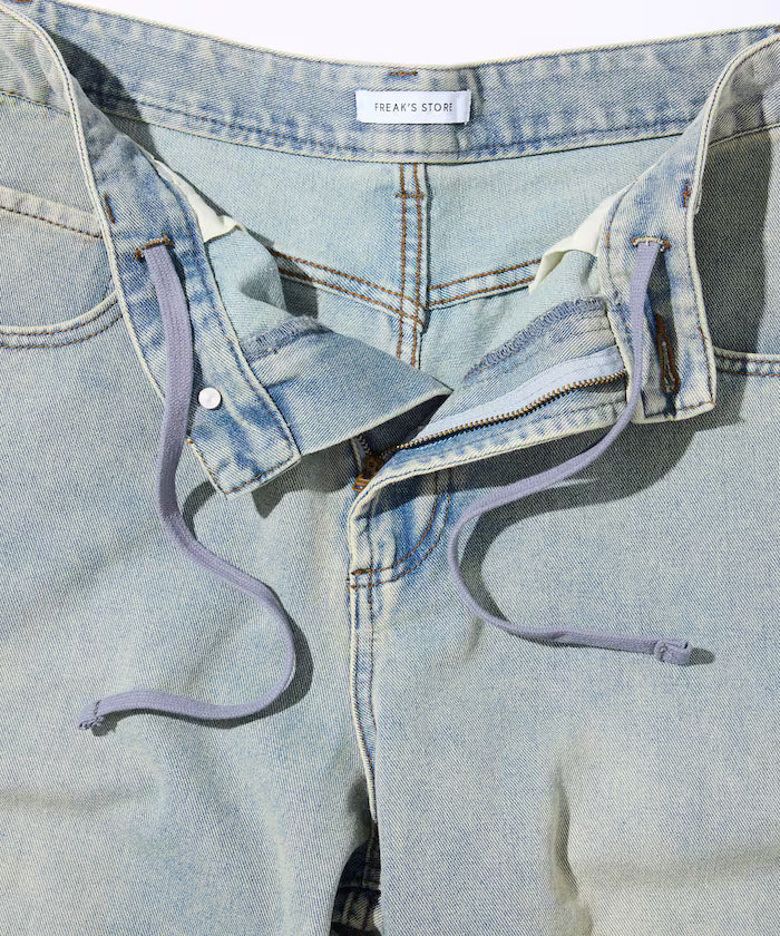 Wide Silhouette Vintage Processed Cropped Curve Denim Shorts