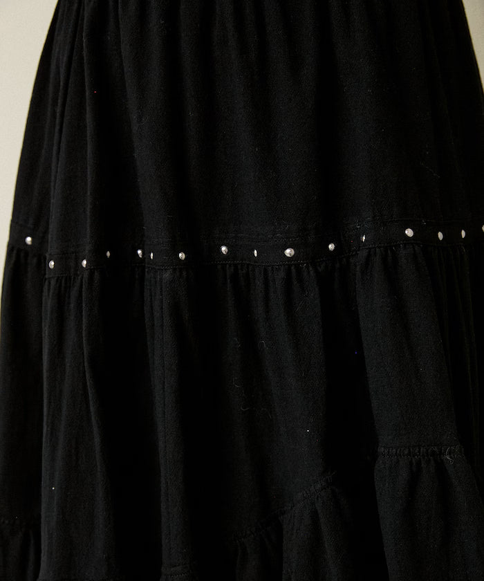 Studded Asymmetrical Tiered Skirt Limited Edition
