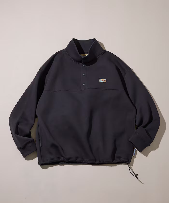 Big Silhouette Spindle Cardboard One Point Logo Snap Button Sweat - Charcoal Gray