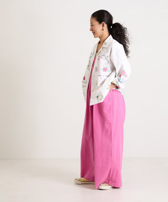 Open Collar Embroidered Shirt Jacket