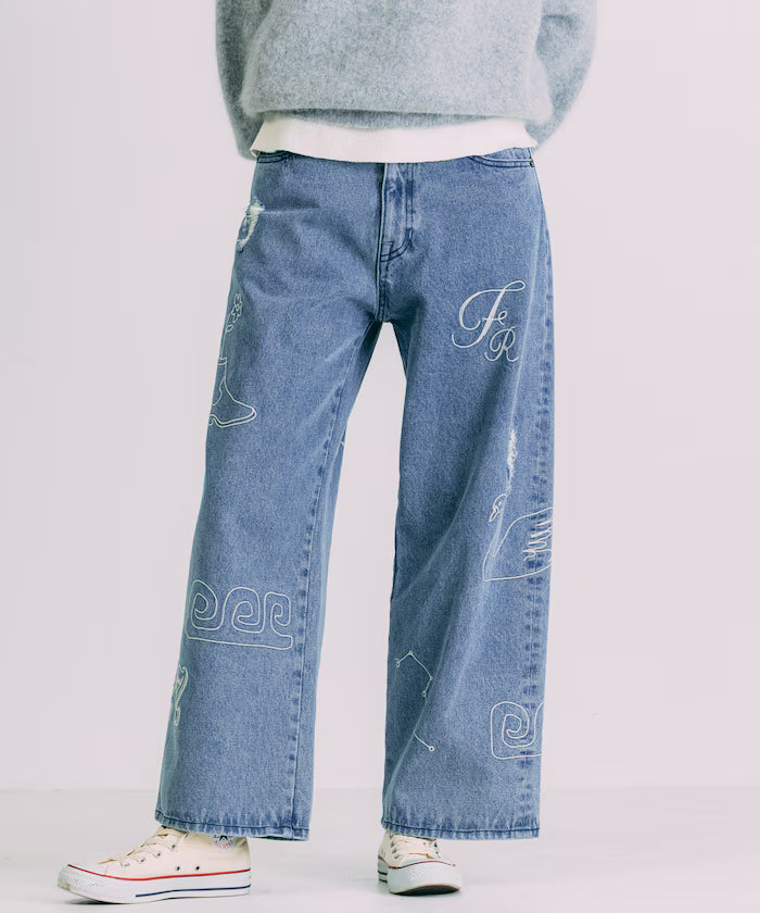 Chain Stitch Wide Denim