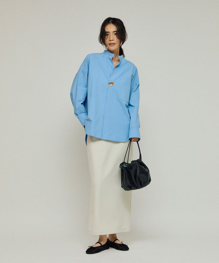 Oversized Long Sleeve Brooch Shirt