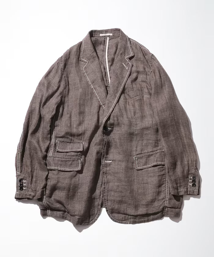 French Linen Tweed Tailored Jacket - beige