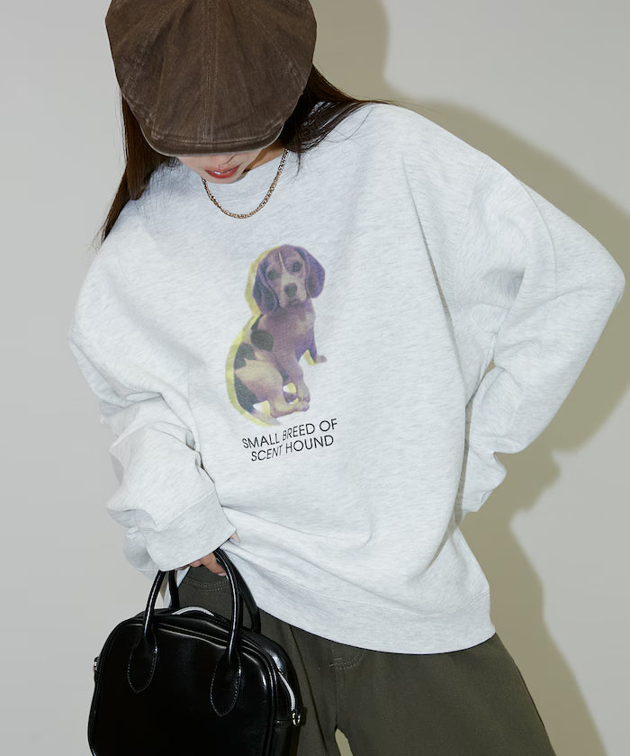 Dog Photo Print Fleece Lined Sweat Pullover Limited Edition - Gray