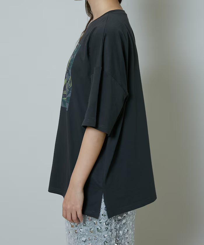 Flower Nuance Art Box Print Big Silhouette T-Shirt Limited Release