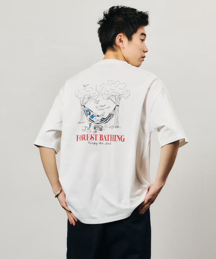 Limited Edition Relaxed Fit Back Print Crew Neck T-Shirt FOREST BATHING MAN TEE