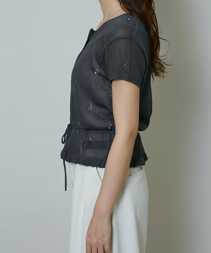 Linen Touch Eyelet Knit Cardigan Limited Edition