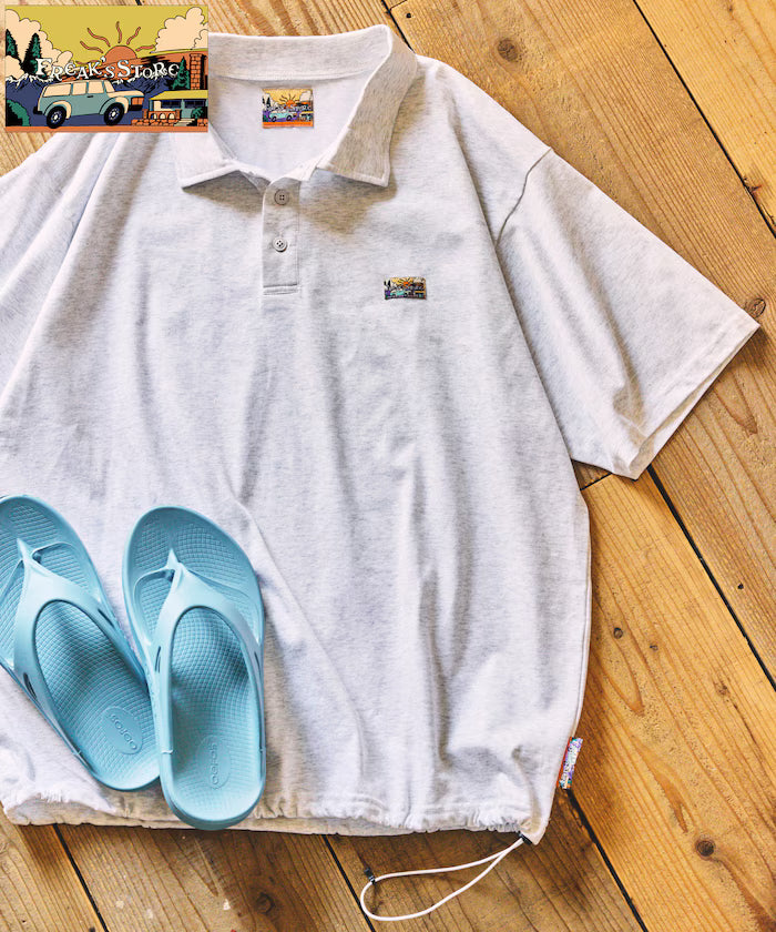 FREAK'S STORE for BEACH & FES Relax Fit One Point Logo Spindle Polo Shirt - Light Gray