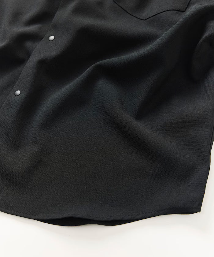 [New Color Added] Quick-Dry Material Relaxed Fit Band Collar Shirt Short Sleeve Linen Feel