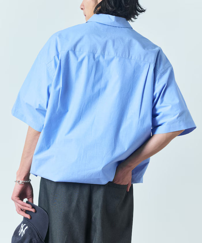 Wide silhouette spindle regular collar short sleeve shirt / hem code [limited edition]