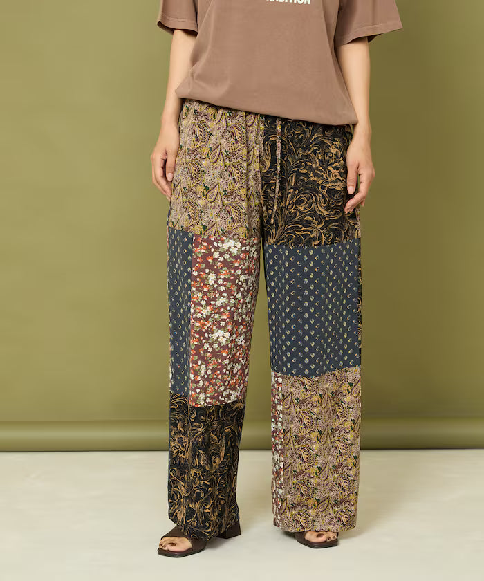 Patchwork Easy Pants - Dark Brown