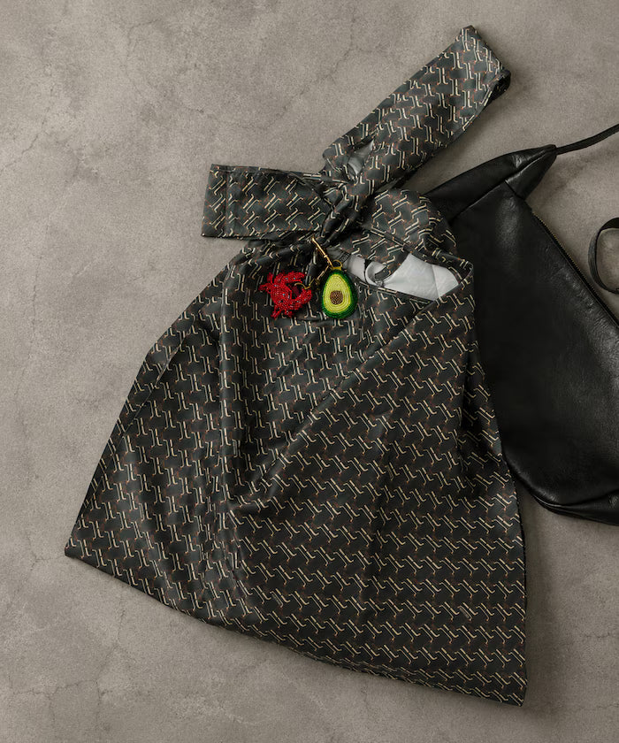All-over Monogram Print Large Size Market Bag - Black