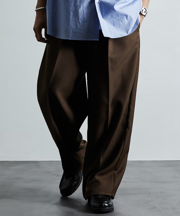 Wide Silhouette Staple Twill Easy Slacks/Wide Slacks [Limited Edition]