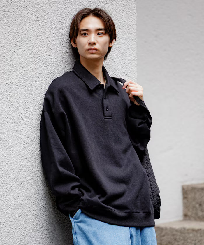 Relaxed Fit Spindle Polo Collar Sweat / Hem Code [Limited Edition]