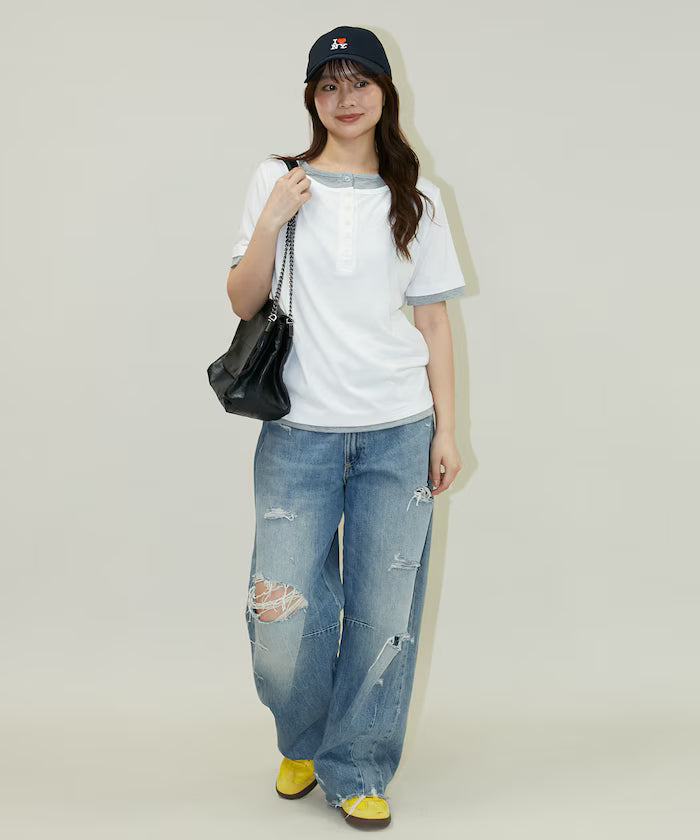 Layered Color Scheme Henley Neck T-Shirt Limited Edition