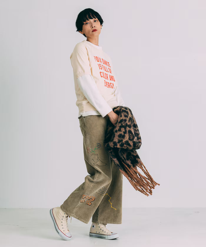 Chain Stitch Corduroy Pants