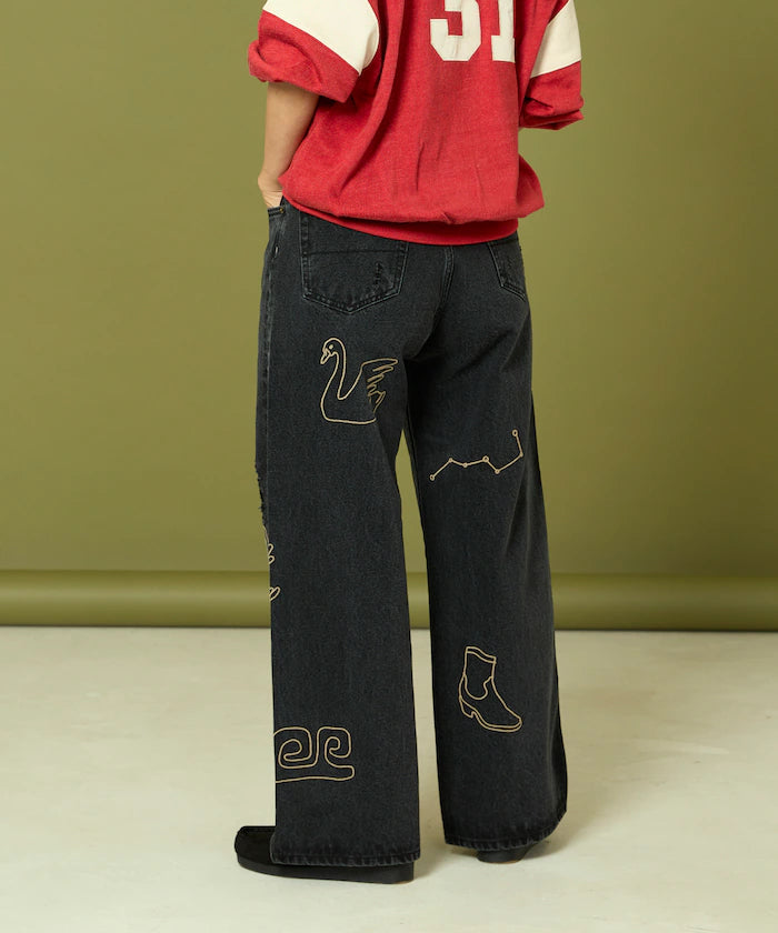 Chain Stitch Wide Denim