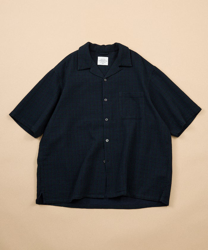 AUSTRALIAN COTTON Open Collar Check Shirt Short Sleeve