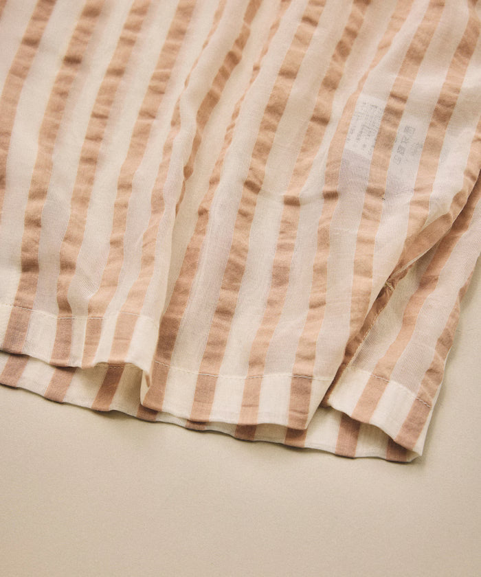 Indian-made Relaxed Fit Wide Stripe Sheer Sucker Open Collar Short Sleeve Shirt