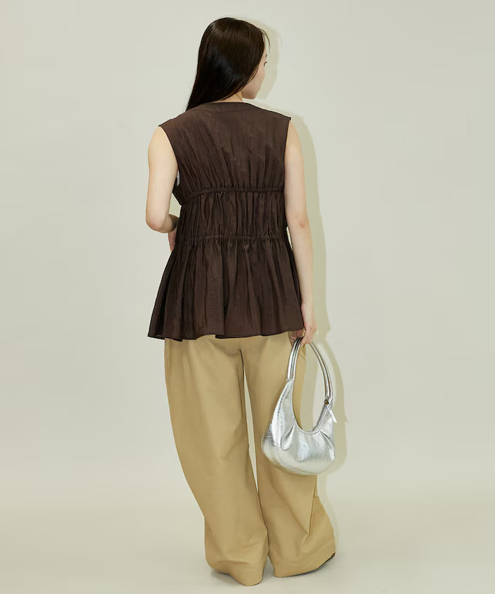 Sheer Broad Sleeveless Gathered Shift Blouse Limited Edition