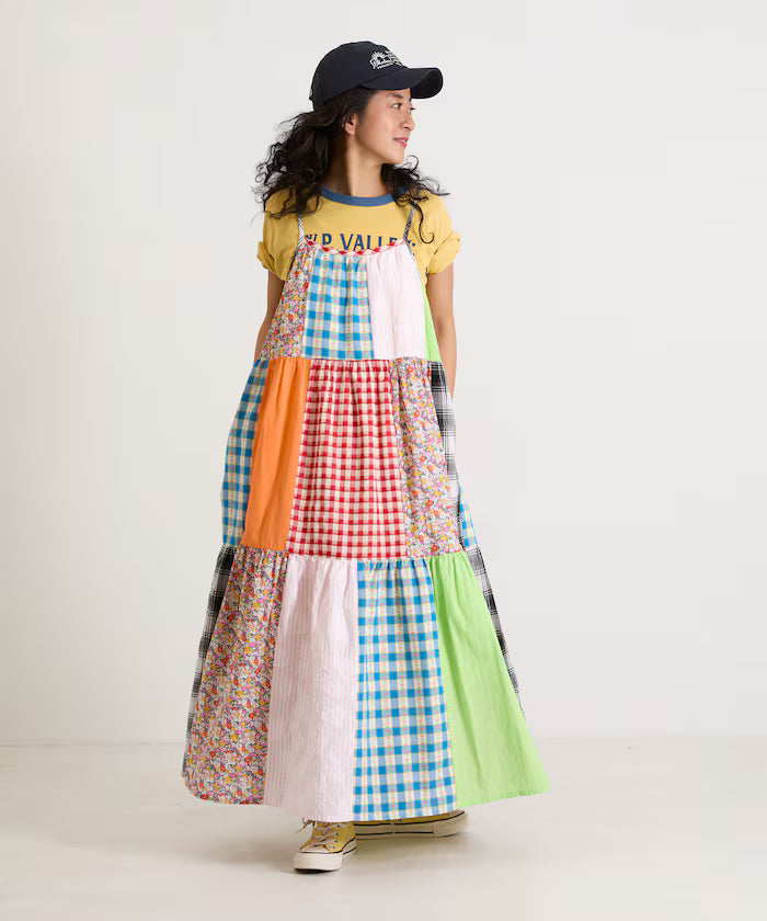 Patchwork Three-Tiered Camisole Dress