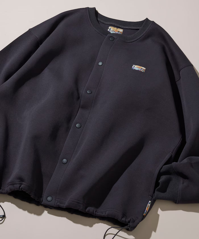 Big Silhouette Cardboard One Point Logo Snap Button Spindle Sweat Cardigan