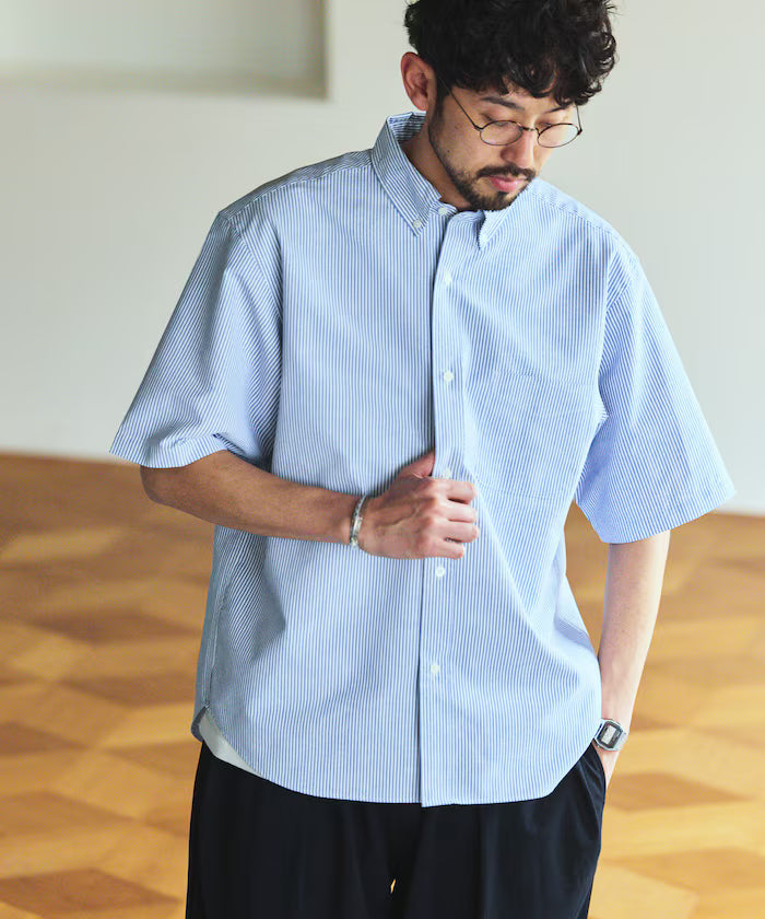AIRDRY HIGH TECHYARN high-performance material oxford button-down shirt short sleeve moisture-wicking quick-dry
