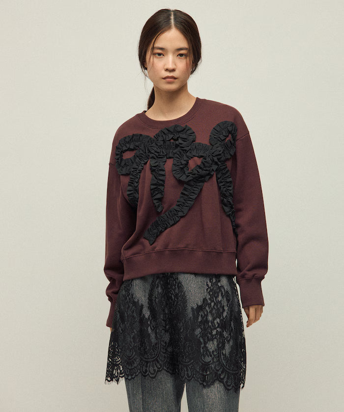 Organic Cotton Gather Ribbon Sweat / Relaxed Fit / French Terry Sweat