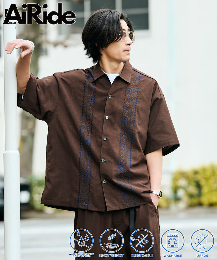 AiRide/AiRide Relax Fit Cuba Shirt/Pocketable/Quick Dry/UV Cut 【Limited Edition】 - Brown