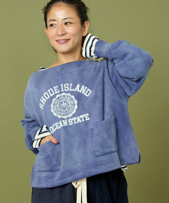 Boat Neck Short Sweatshirt