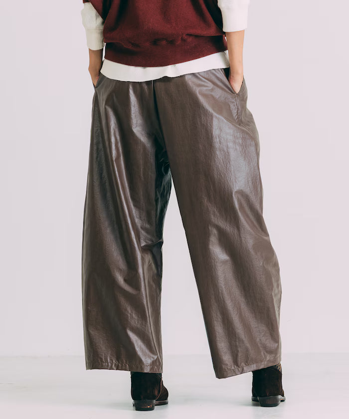Leatherette Easy Tuck Pants