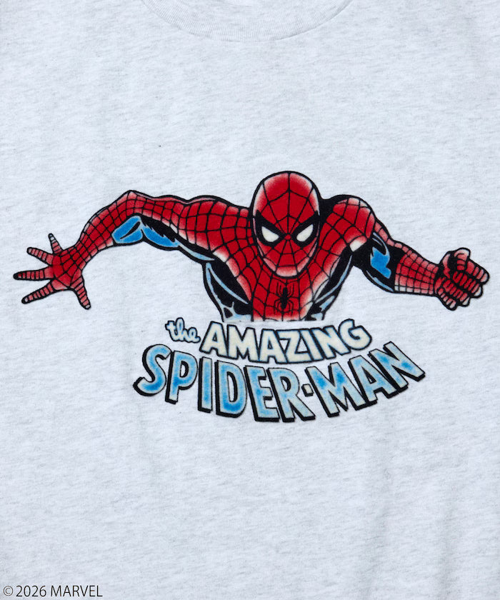 MARVEL/Marvel Spider-Man Crew Neck T-Shirt / Static Electricity Flock Processing