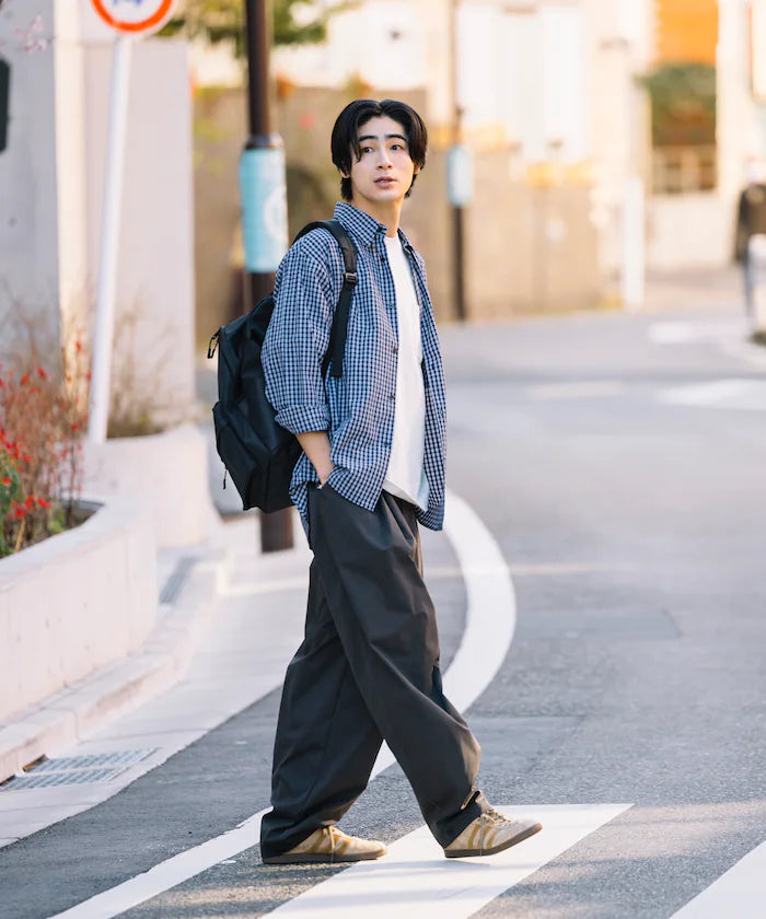 Wide Silhouette Double Tuck Poly Chino Slacks [Limited Edition]