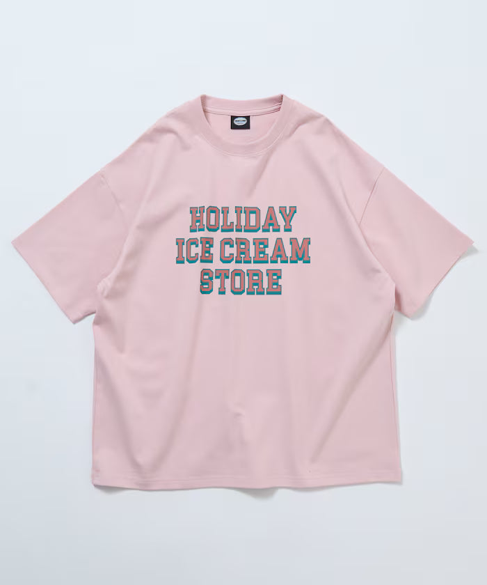 HOLIDAY ICECREAM×FREAK'S STORE Limited Edition Big Silhouette College Print Crew Neck T-Shirt