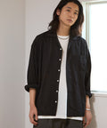 Dobby Woven Long Sleeve Open Collar Shirt / Big Silhouette - Black