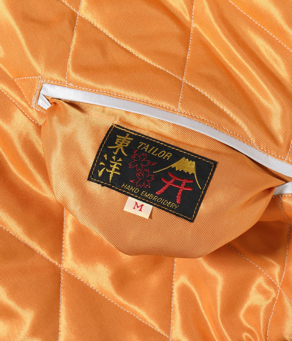 Early 1950s Style Acetate Quilted Souvenir Jacket “WHITE TIGER” × “LANDSCAPE”