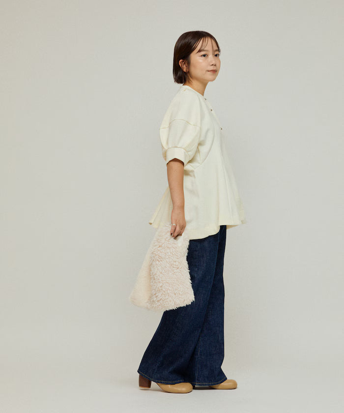 Cardigan with Peplum and Puff Sleeves