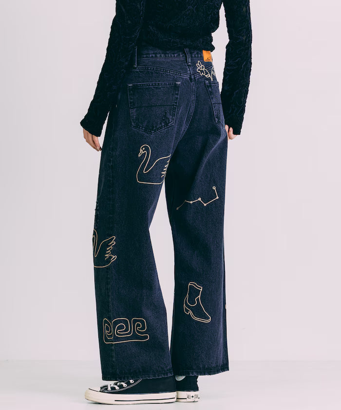 Chain Stitch Wide Denim