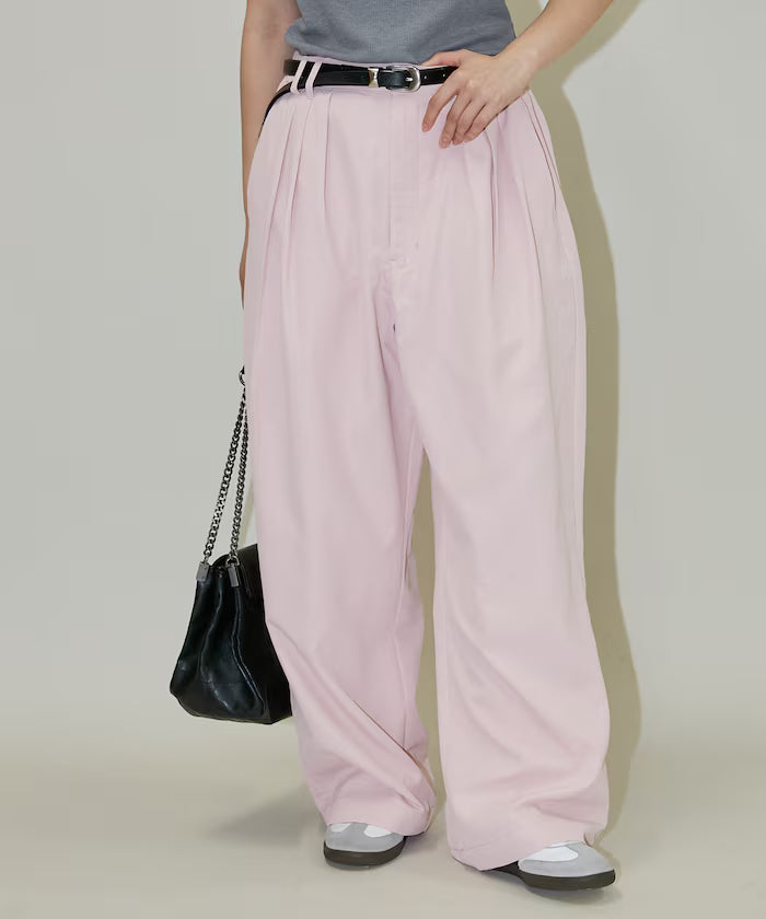 Color Tuck Slacks Pants Limited Release - Pink