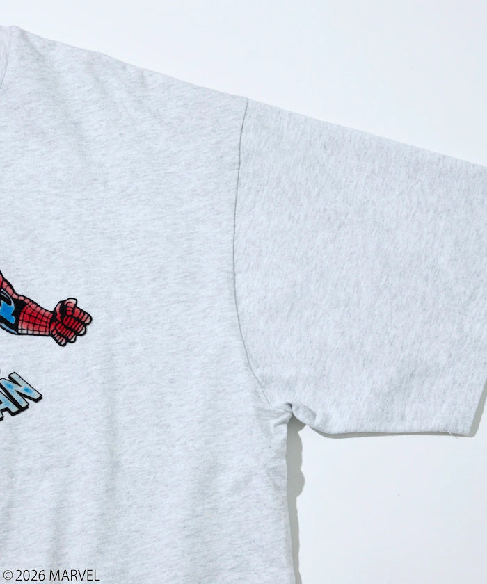 MARVEL/Marvel Spider-Man Crew Neck T-Shirt / Static Electricity Flock Processing