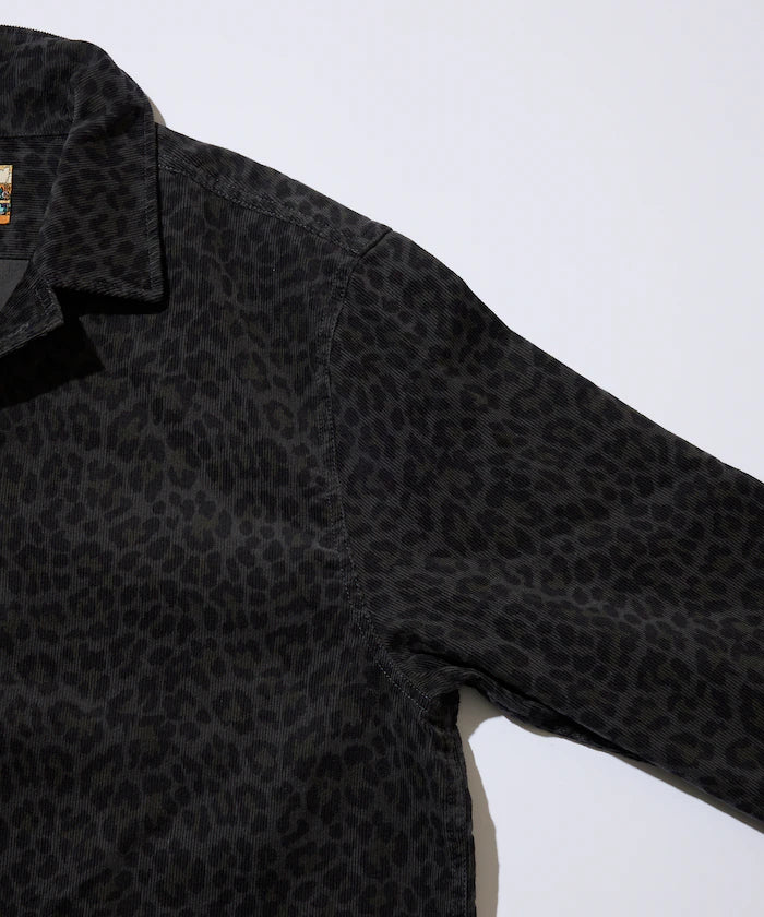 All-over print light corduroy shirt jacket [compatible with set-up]