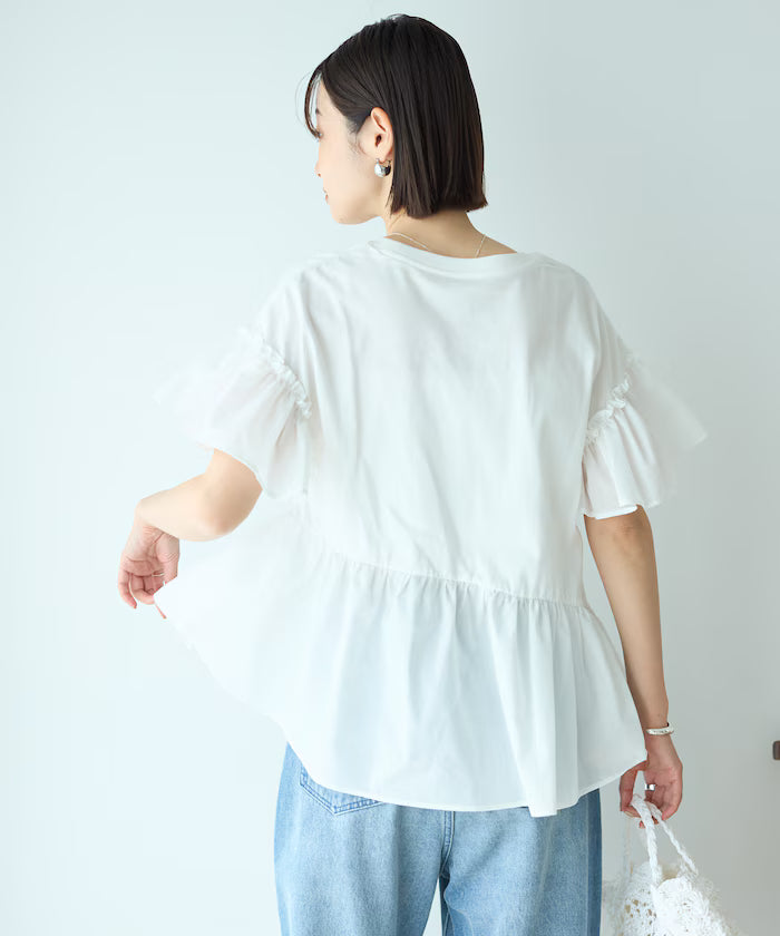 Organic Cotton Frill Sleeve T-shirt