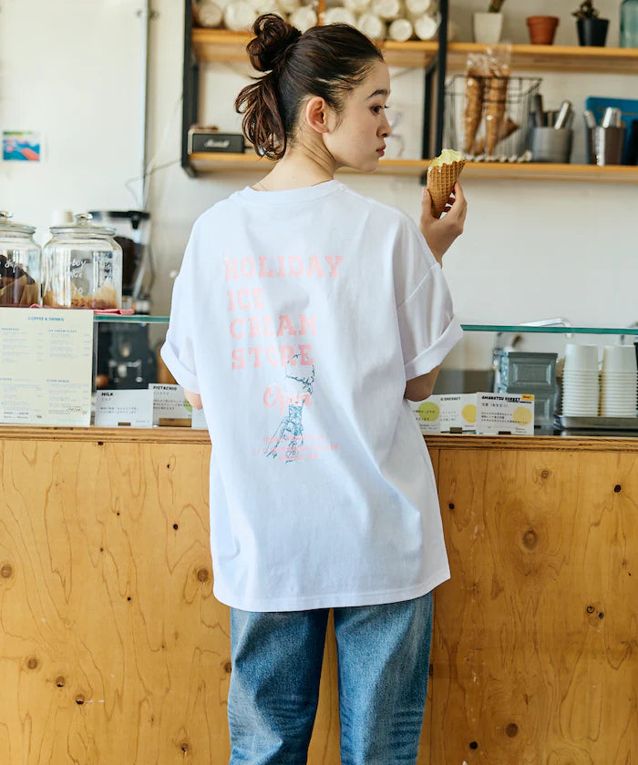 HOLIDAY ICECREAM×FREAK'S STORE Collaboration Big Silhouette Back Print Crew Neck T-Shirt [Limited Edition]