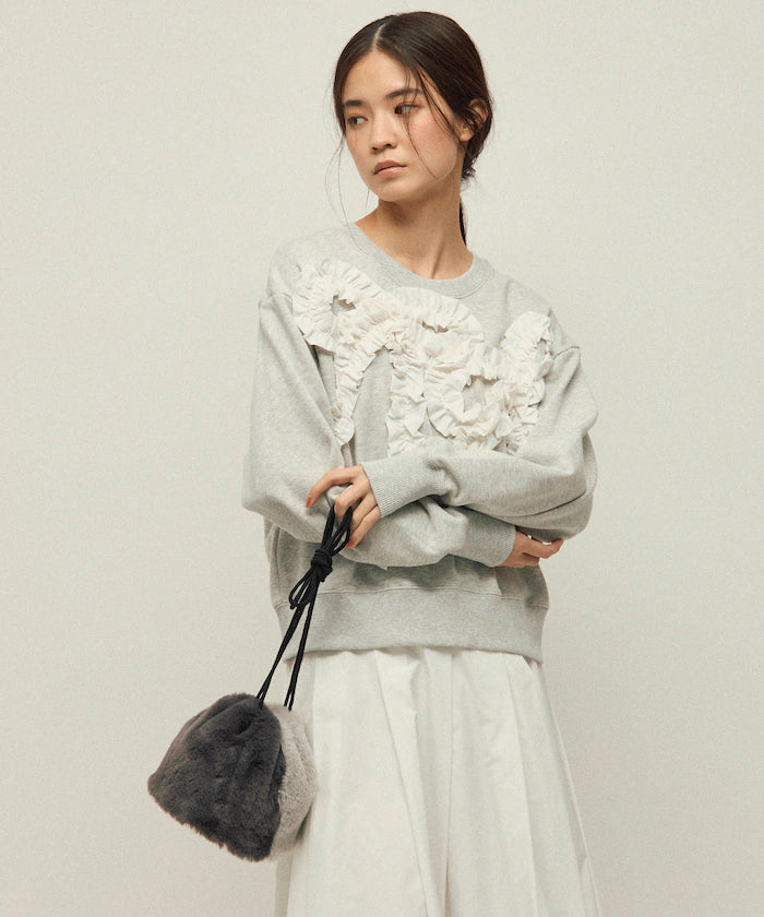 Organic Cotton Gather Ribbon Sweat / Relaxed Fit / French Terry Sweat