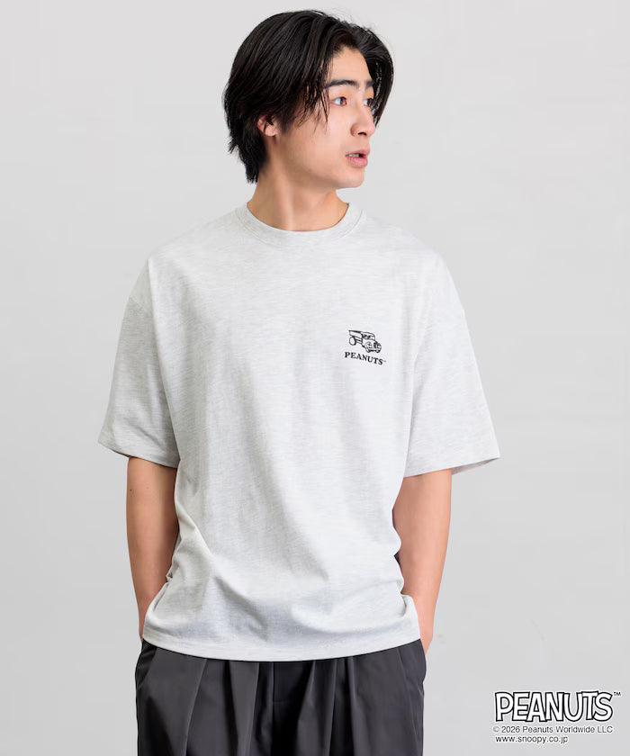 PEANUTS/Peanuts Exclusive Big Silhouette Back Print Crew Neck T-Shirt/HAPPY FUN DAY [Limited Release]
