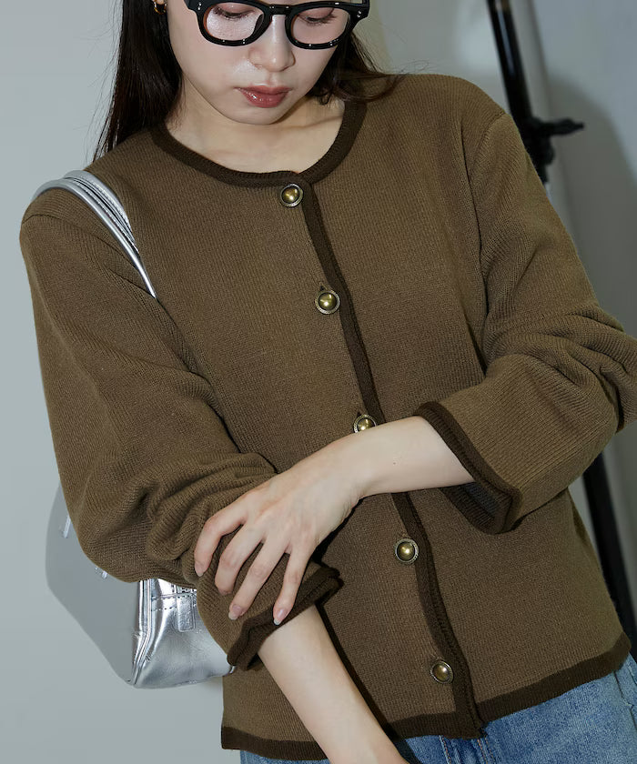 No Collar Jacket Style Knit Cardigan Limited Edition