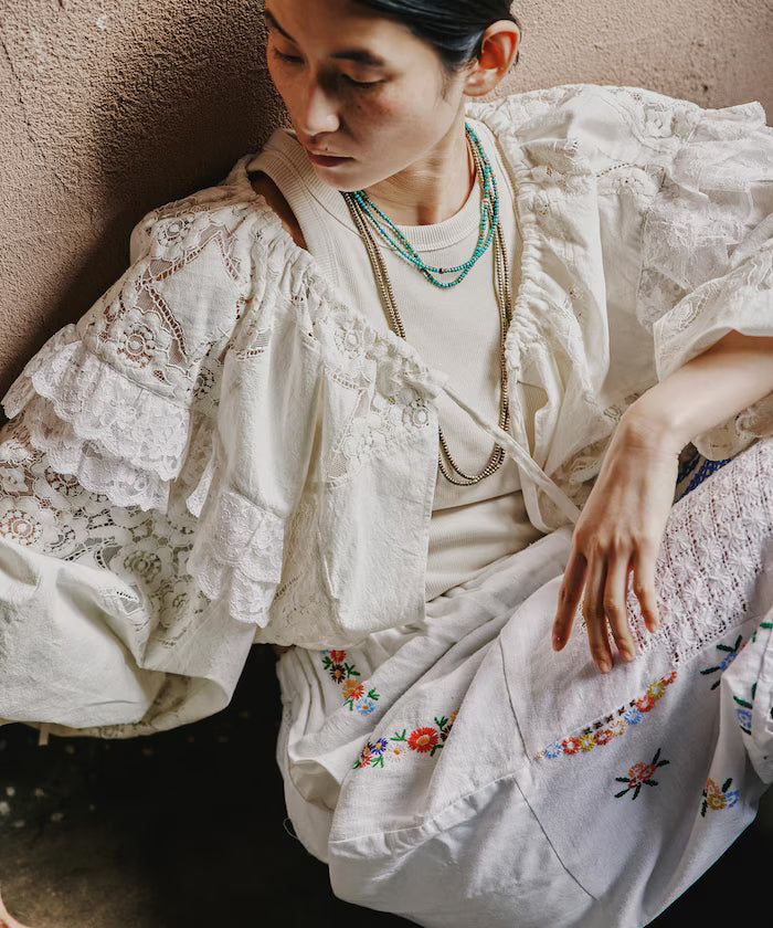 2WAY Lace Bolero & Chaps Pants - White