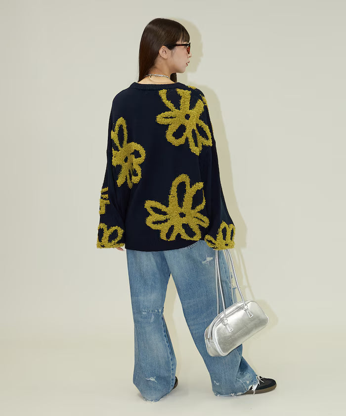 Boucle Flower Pattern Pullover Knit [Limited Edition]