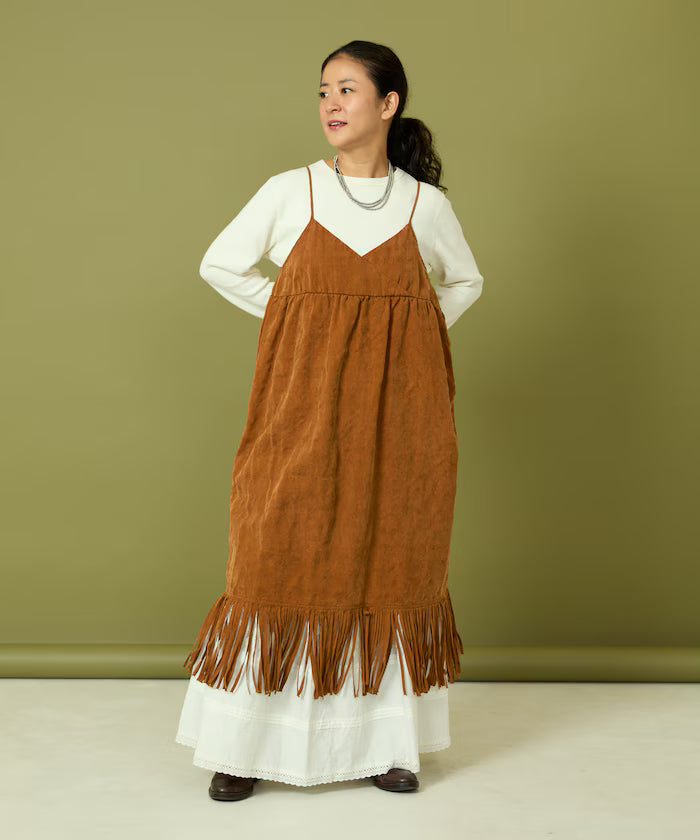 Fade-Processed Fringe Mini Dress