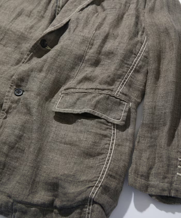 French Linen Tweed Tailored Jacket